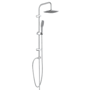 Colonne de douche carrée chromée 25x20 cm avec mitigeur, ensemble de quincaillerie de bain avec douchette à jet unique, tige réglable et pommeau de douche carré 20 cm - Product Image 2