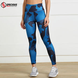 Leggings de yoga pour femmes en gros, extensibles dans quatre directions, respirants, taille haute, jambes évasées, pour la gym et le fitness, noir et bleu - Product Image 3