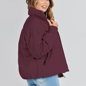 Nuevas chaquetas acolchadas de poliéster 100% para mujer, abrigos hinchados de poliéster de talla grande, chaqueta acolchada de invierno de manga larga, logotipo bordado - Product Image 6