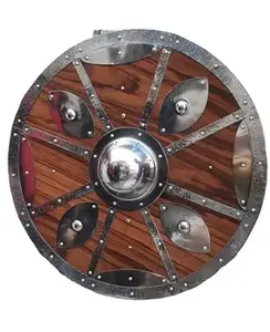 Nouveau bouclier médiéval entièrement fonctionnel en métal et bois robuste pour bouclier de bataille pour l'utilisation de la décoration intérieure nouveau bouclier Viking de Style Vintage - Product Image 5