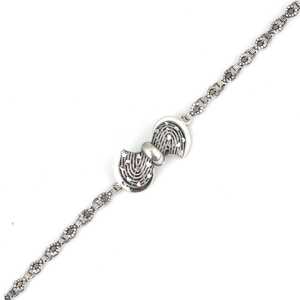 925 Sterling <b>Silver</b> Oxidized Ribbon Bracelet <b>Pen</b>-Style Fine Charm Accessory - Product Image 2