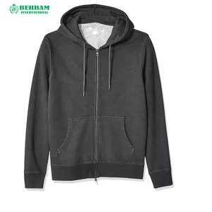 Ventes en gros de sweats à capuche unisexes personnalisés OEM, coupe classique, couleur unie, fermeture éclair |   Nouveaux sweats à capuche en molleton français 100% coton pour l'hiver - Product Image 4
