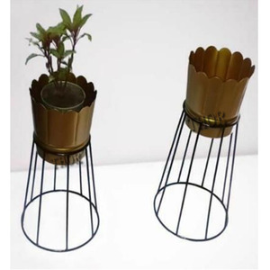 กระถางโลหะสีดำตกแต่งสีทองพร้อมขาตั้งสีที่กำหนดเองสำหรับสวนในร่มของตกแต่งบ้านห้องนอนกระถางและเครื่องปลูกต้นไม้ที่ทันสมัย - Product Image 2