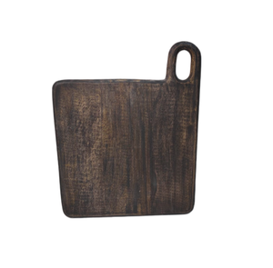 Tabla para servir con acabado texturizado de bloque de cortar de madera oscura hecha a mano con orificio colgante para aperitivos de queso, utensilios de cocina - Product Image 5