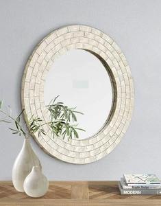 Espejo de pared con Incrustaciones de nácar de lujo hecho a mano, acento de pared de diseñador para interiores contemporáneos - Product Image 1