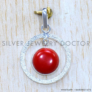 Colgante de coral hecho a mano joyería de plata de ley 925 y joyería de plata 925 - Product Image 2