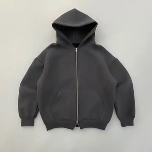 Heavyweight Cotton Drop Shoulder Vintage Washed Men 500 Gsm Boxy Zip up Hoodie Cropped Boxy Double Zipped Hoodies - Product Image 1