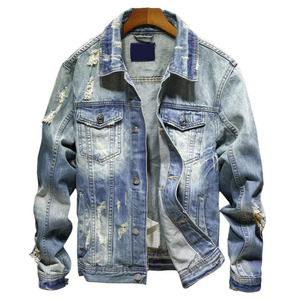 Brand New <b>Men's</b> Denim Jacket <b>Men's</b> Street Clothing Denim Jacket <b>Men</b> High Street Hole Hip Hop Casual <b>Jeans</b> Jacket - Product Image 1
