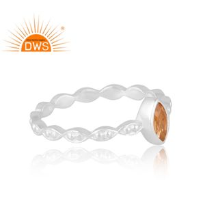 แหวนพลอยซิทรีนธรรมชาติทำจากเงินสเตอร์ลิง925ดีไซน์ล่าสุดเครื่องประดับออกแบบได้ตามต้องการของขวัญสำหรับผู้หญิงสำหรับผู้หญิง - Product Image 4