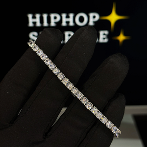 4mm Iced Out Tennis Bracelet 925 Sterling Silver Moissanite Diamond Hip Hop Jewelry Luxury Chain Bracelet for <b>Men</b> Women - Product Image 1