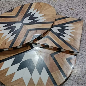 Incrustaciones de madera de acacia y resina hechas a mano con tabla de quesos de madera rectangular Diseño elegante de incrustaciones aleatorias para verduras y queso - Product Image 1