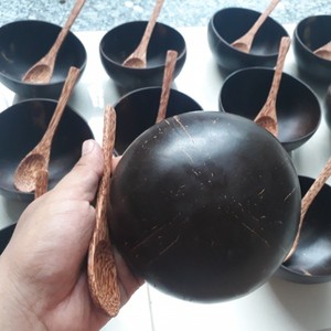 Vente en gros, bol de service et cuillères en bois de noix de coco naturel et biologique poli Ms sofia - Product Image 2