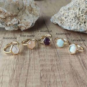 Bijoux en argent de haute qualité hexagone 13x10mm bague en pierres précieuses classique à la mode mariage Style chic fabriqué en inde cadeau pour les femmes - Product Image 1