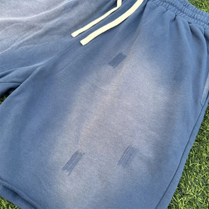 Shorts Lisos al por Mayor, Unisex, de Felpa Francesa, Desgastados, con Efecto Descolorido por el Sol, de Alta Calidad, GSM Pesado, con Logotipo Personalizado - Product Image 5