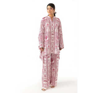 Traje de dos piezas con estampado floral y cuello mandarín alto, cremallera, talla grande, formal, elegante, para el día a día, para el hogar, XS-6XL, TL-62013 - Product Image 1