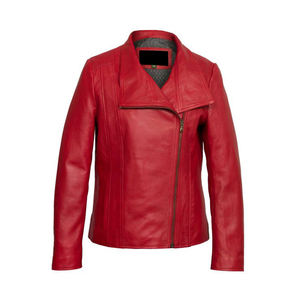 Mujeres Brown Biker Slim Fit Cafe Racer Real Sheepskin Chaqueta de cuero de la motocicleta de calidad superior-Precio al por mayor Chaquetas de cuero - Product Image 4