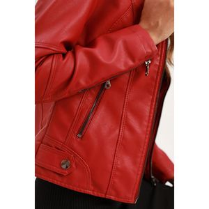 Women Winter Oversized Leather Jacket with <b>Padded</b> <b>Shoulders</b> Breathable Custom Logo & Color 2026 Trendy Cow Skin - Product Image 5
