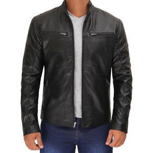 Veste en cuir vintage pour homme Chaude et coupe-vent Veste en cuir de couleur unie Vente directe d'usine Vestes en cuir pour homme - Product Image 1