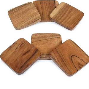 Ensemble de 4 sous-verres en bois élégants fabriqués à la main au design moderne sous-verres durables pour la décoration intérieure et le mariage - Product Image 4