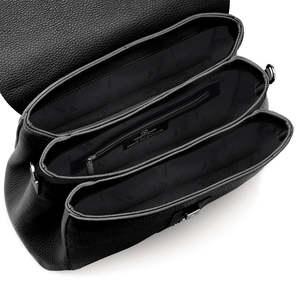 Bolso de Negocios para Dama de MARIOVALENTINO, Color Negro, con Cubierta de Cuero Martellato, Cierre de Solapa, Hecho en Italia - Product Image 3