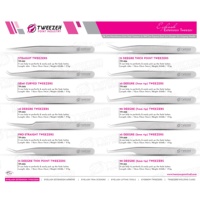 Pince à épiler de précision pour extensions de cils, en forme de L, en acier inoxydable avec revêtement bleu plasma, avec ciseaux