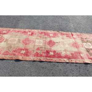Turkish Vintage Rug, <b>Runner</b> 3.8x12.1 ft (117x370 cm) Rug, <b>Red</b> Southwestern Wool Rug - Product Image 4