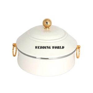 Casserole en métal à double paroi avec revêtement en poudre blanche, ustensiles de cuisine de haute qualité, chauffe-plats en métal de luxe fait à la main - Product Image 1