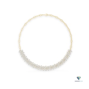 Collier en or jaune 14 carats massif avec diamants de laboratoire taille princesse, poire et marquise, 23,22 TCW - Product Image 1