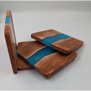 Posavasos de madera y resina al por mayor hecho a mano para la cocina casera y mesa de tamaño personalizado decorar artículo para la venta caliente - Product Image 2