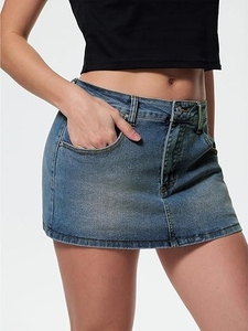 กระโปรงผ้ายีนส์ของผู้หญิงกระโปรงผ้าเดนิมป้องกันริ้วรอยน้ำหนักเบาระบายอากาศได้ดีปรับได้ตามต้องการ - Product Image 4