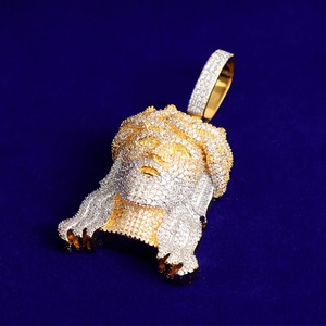 Meilleur prix pour pendentif Jésus en diamant moissanite entièrement serti VVS pour homme, en argent sterling bicolore, bijoux hip-hop très vendus - Product Image 5