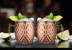 Meilleure qualité de cuivre plaqué Moscou Mule Mug Diamant Martelé Conception Verre Personnalisé Métal PC Matériel pour Boire Prix de l'Inde - Product Image 4