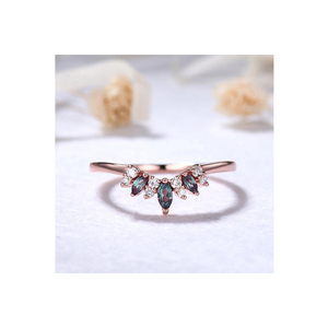 แหวนเพชรและอเล็กซานไดรต์สีทอง14K 18K แหวนเพชรหรูหราดีไซน์ใหม่สำหรับงานแต่งงานแหวนทรงโค้งจัดส่งจากผู้ผลิต - Product Image 2