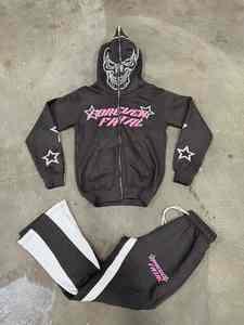 Chándal con cremallera completa 500 Gsm Fleece 100% Conjunto de Sudadera con capucha de algodón Logotipo personalizado Unisex 2 piezas Sudadera con capucha y pantalones de chándal con doble cremallera Conjunto de hombres - Product Image 4