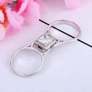 Anillo de Plata Personalizado con Dos Anillos y Cristal en Forma de Corazón, Joyería Exclusiva de Moda para Mujer, Venta al Por Mayor - Product Image 3