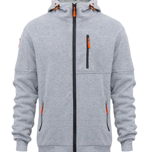 Sudadera con capucha de algodón de estilo informal para hombre, jersey de manga larga de gran tamaño, diseño de cremallera XS, logotipo personalizado, bordado, patrón de impresión de moda - Product Image 1