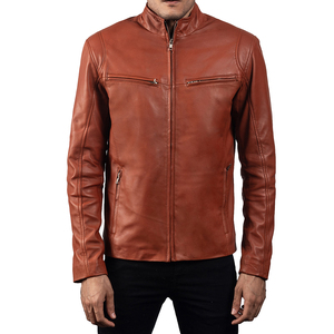 แจ็กเก็ตหนังคอตั้งสำหรับผู้ชายเสื้อแจ็กเก็ตหนังเข้ารูปเสื้อโค้ทสำหรับขี่มอเตอร์ไซค์เสื้อโค้ทหนัง - Product Image 5