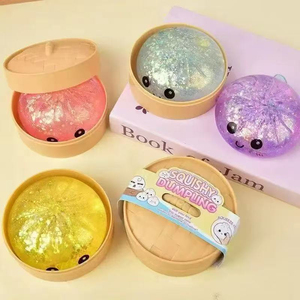 Squishy Dumpling Fidget Toy, Soft Glitter <b>Squeeze</b> Stress <b>Ball</b> with Steamer Case, Sensory Relief Toy for Office & Home - Product Image 5