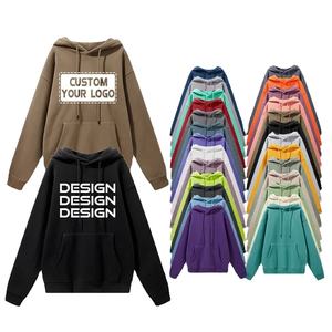 Sudaderas con capucha de algodón 100% de 500gsm para hombre y mujer, jersey de talla grande, apliques térmicos de gran tamaño, estampado de cremallera, bordado, logotipo personalizado - Product Image 1