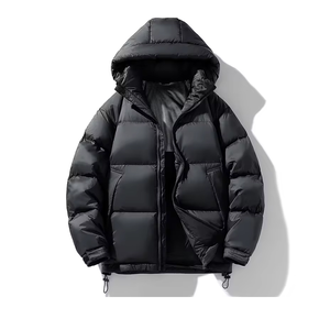 Chaqueta acolchada de invierno unisex de talla grande transpirable con capucha y logotipo personalizado estilo callejero ligero - Product Image 2
