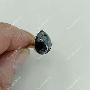 Anillo de Obsidiana Copo de Nieve en Plata de Ley 925, Joyería Boho Hecha a Mano, Gema Negra Natural, Anillo de Promesa Perfecto para Ella, Regalo de Cumpleaños - Product Image 6