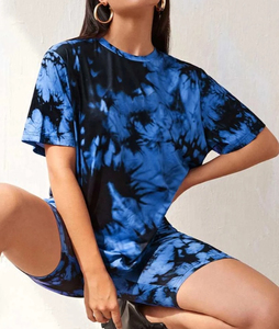 Custom Casual <b>Tie</b> Dye T Shirt and Shorts <b>Set</b> Women Two Piece Short <b>Set</b> Customized logo - Product Image 3