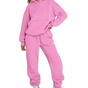 2025 nouveau haut à capuche survêtement ensemble motif solide haute vente femmes imprimé hiver survêtements sur mesure-quantité minimale de commande 2 pièces - Product Image 1