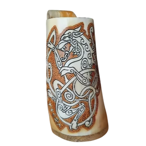 ทำด้วยมือ Fenrir Wolf tankard ไวกิ้งสไตล์ศาสนาปลดปล่อยพลังของ Ragnarok แตรธรรมชาติที่ทำด้วยมือโดยหมาป่าในตำนาน - Product Image 1