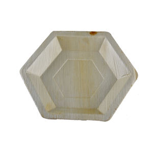 Bol à dîner hexagone biodégradable écologique de la meilleure qualité, vaisselle jetable compostable en feuille de palmier pour mariage et événements - Product Image 1