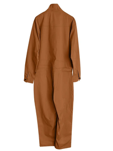 Mono cargo de color sólido para hombre con manga larga y cremallera completa y bolsillos delanteros Seguridad de taller gruesa para exteriores e interiores BD - Product Image 2