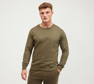 Sweat-shirt à col rond surdimensionné pour homme, décontracté d'hiver, avec logo personnalisé, strass solides, épaules tombantes - Product Image 1