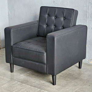 Sillón GSD68035 06, Sofá Individual con Diseño Acolchado, Cuero Genuino Cuadrado, Simili Negro Horneado, Muebles para el Hogar, Metal, Apartamentos - Product Image 2