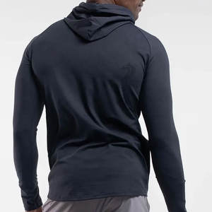 เสื้อแขนยาวผ้าโพลีเอสเตอร์แห้งเร็วสำหรับผู้ชายเสื้อฮู้ดแขนยาวเข้ารูปแบบกำหนดเอง100% - Product Image 6