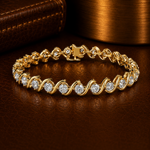 Classic Wedding Tennis <b>Bracelet</b> Round Cut Lab Grown Diamond 10K 14K Solid Gold DEF VVS Fine Jewelry <b>Bracelet</b> for Women Wholesale - Product Image 1